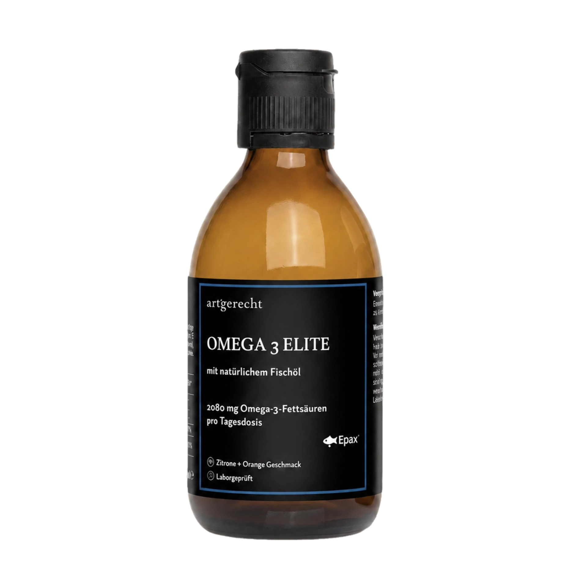 artgerecht Omega 3 Elite – Flüssig-Fischöl in der Braunglasflasche