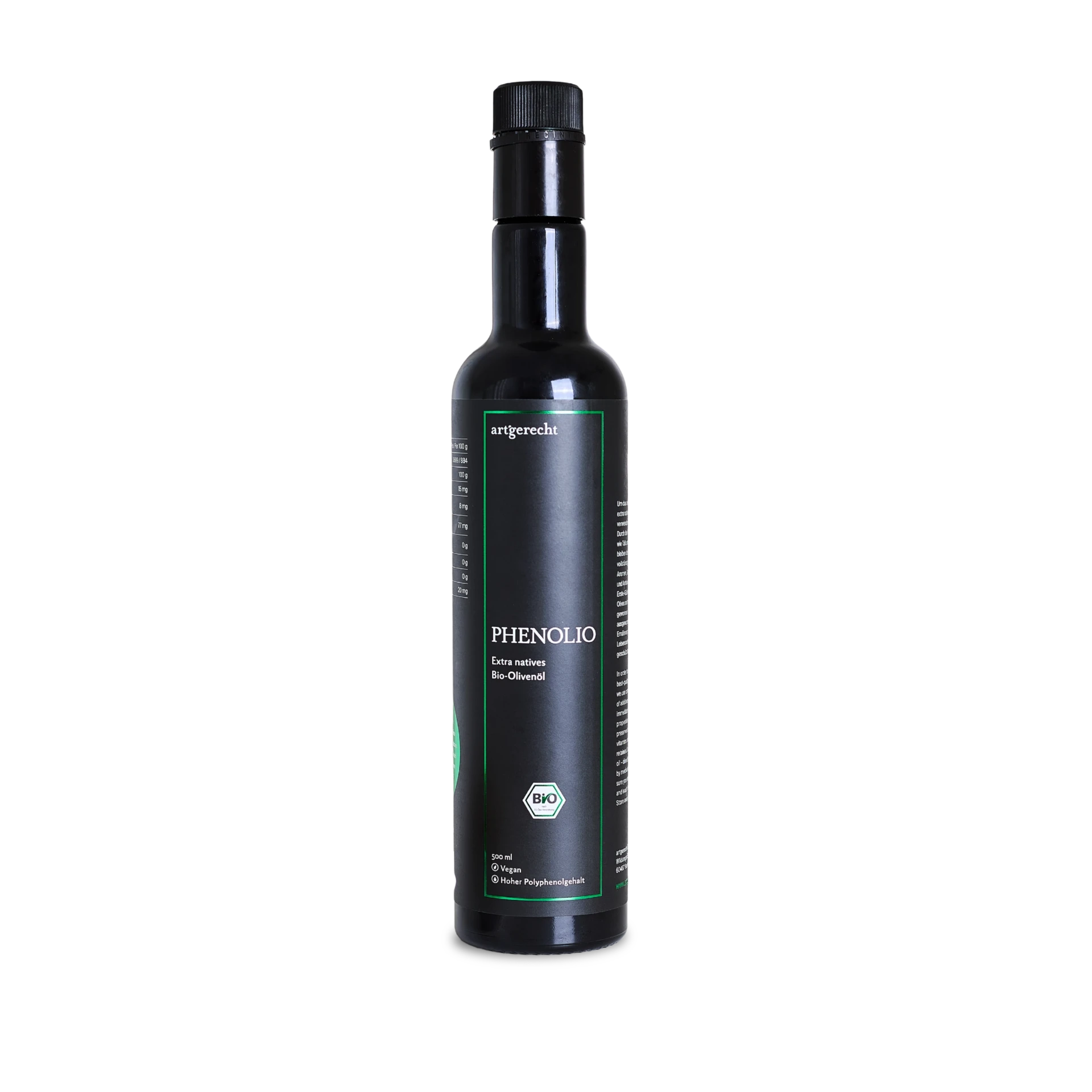 artgerecht Phenolio – extra natives Bio-Olivenöl in der dunklen Flasche