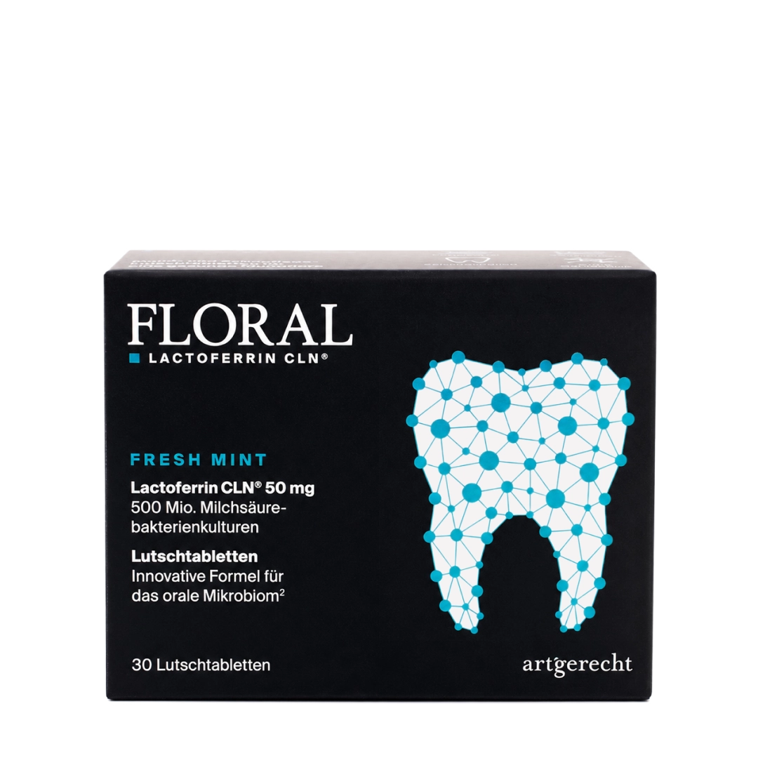 artgerecht FLORAL CLN® Lutschtabletten in der Packung